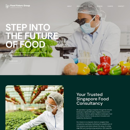 Food website with the title 'Moder website for Food Future Group'