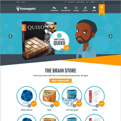 Ecommerce website with the title 'Knowggets'