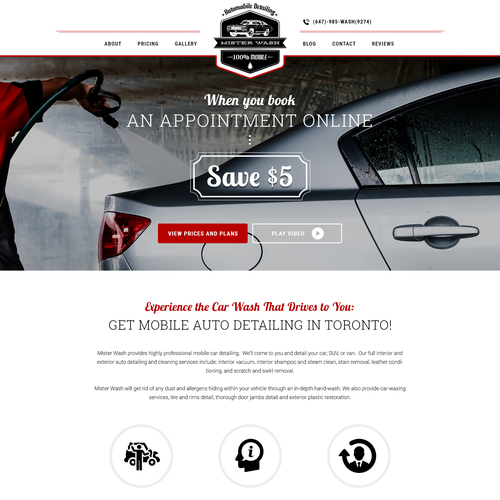 Red website with the title 'Car wash'