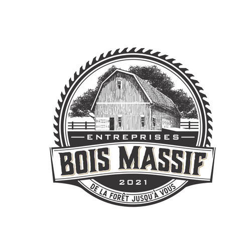 Wood logo with the title 'bois massif'