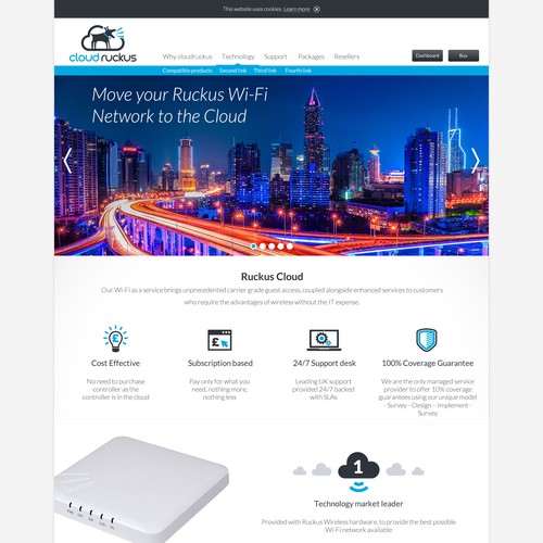 Service website with the title 'Website design for CloudRuckus'