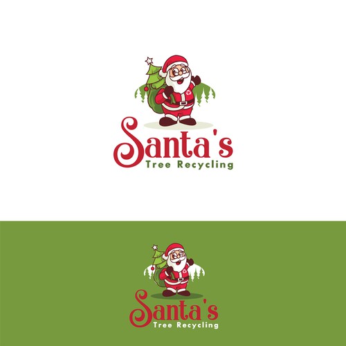Recycling logo with the title 'Santa's Tree Recycling'