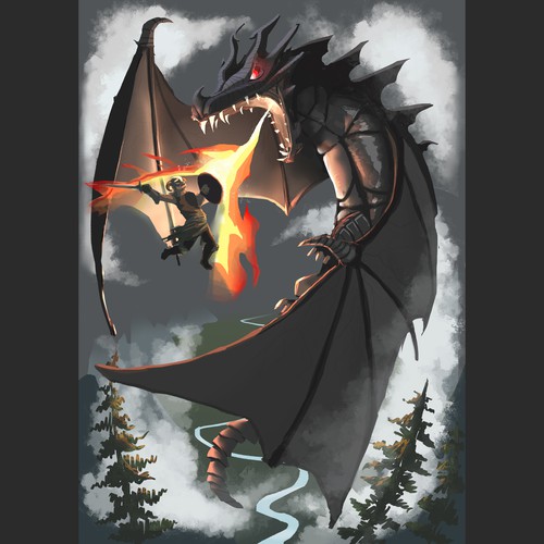 Warrior artwork with the title 'Skyrin Action Scene'