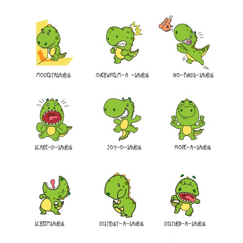 Dinosaur design with the title 'Character design and Series'