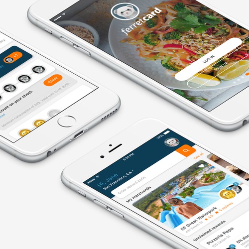 Loyalty design with the title 'Ferret Card App facelift design'