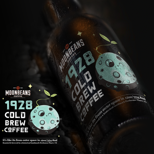 Photoshop label with the title 'Design suggestion for Cold Brew Coffee'