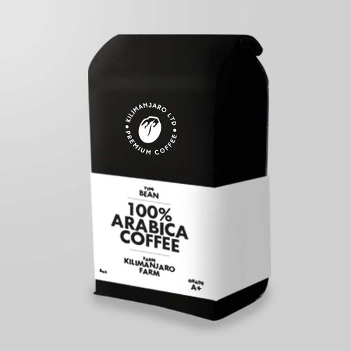 Roasted coffee packaging with the title 'Arabica Coffee'