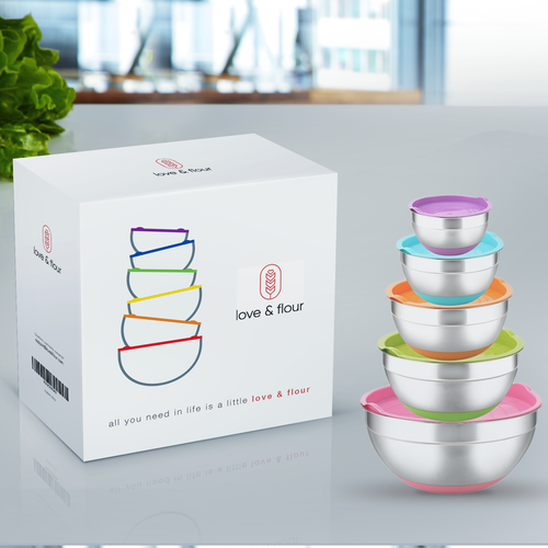 Kitchen packaging with the title 'Kitchen Mixing Bowls'