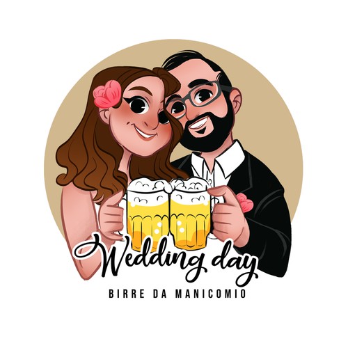 Drawing illustration with the title 'wedding'