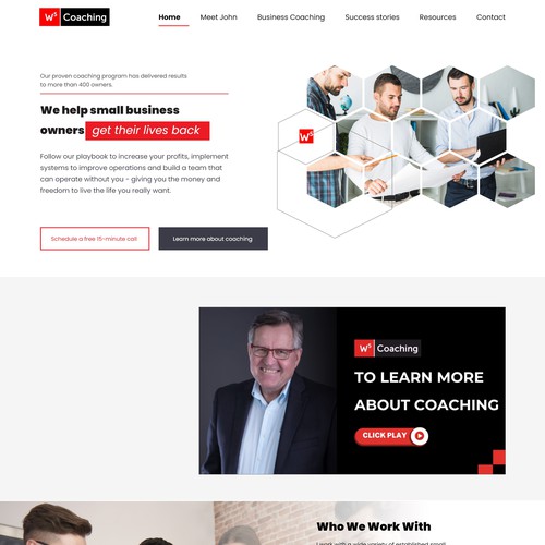 Site design with the title 'Développement de site Web pour une entreprise engagée dans le coaching d'affaires.'