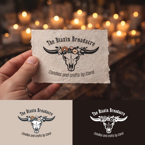 Skull design with the title 'Rustic western badge — floral skull emblem'