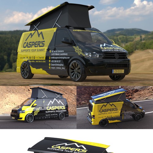 VW design with the title 'Van wrap - climbing shop'