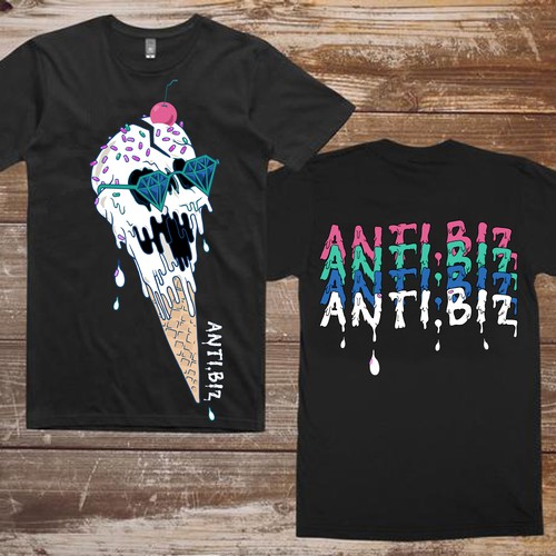Ice cream t-shirt with the title 'Anti.Biz Skate Wear'