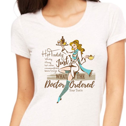 Retro artwork with the title 'hot toddy tshirt'