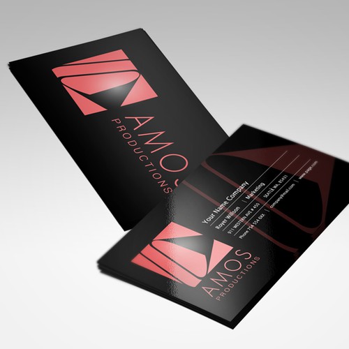Staging logo with the title 'Logo & Business Cards Design for AMOS Productions'