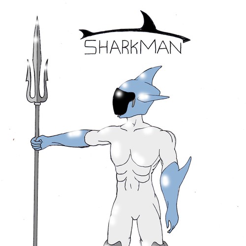 Ocean artwork with the title 'Be Famous ...create Sharkman :-)'