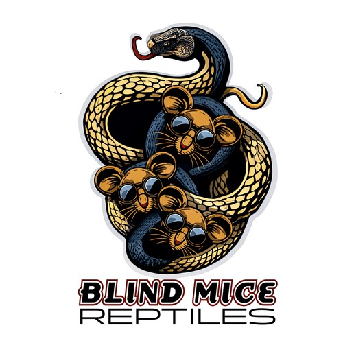 Pet store logo with the title 'Blind Mice Reptiles Logo'