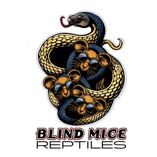 Pet shop logo with the title 'Blind Mice Reptiles Logo'