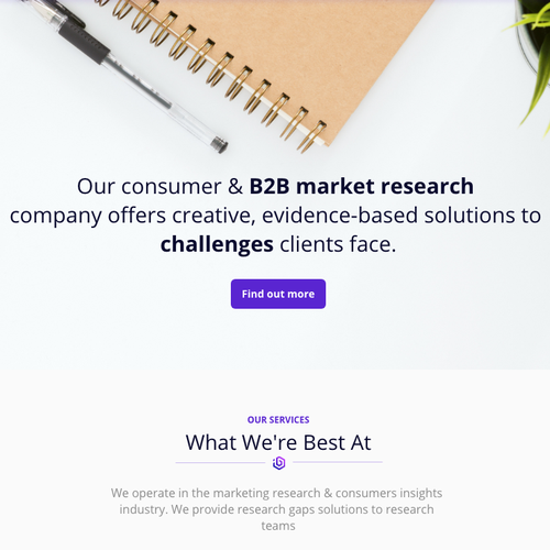 B2B website with the title 'Web design for B2B insights agency'
