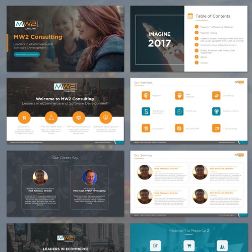 Startup design with the title 'MW2 - Magento Imagine Conference Display Presentation'