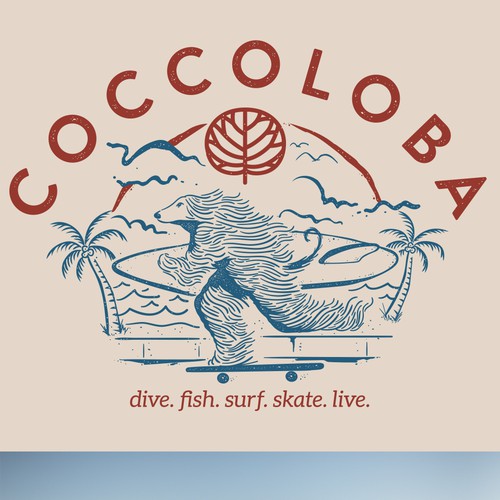 Surfing t-shirt with the title 'COCCOLOBA SURFWEAR'
