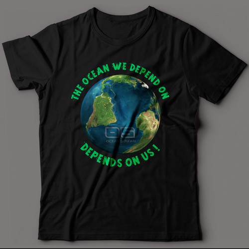 Earth t-shirt with the title 'The Ocean We Depend On Depend On Us!'