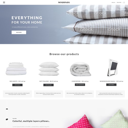 Product website with the title 'e commerce '