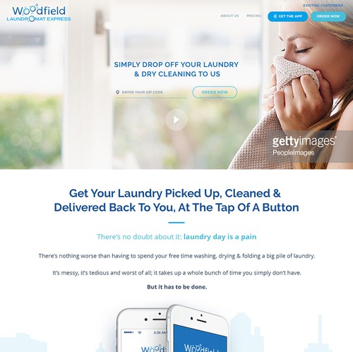 Illustration website with the title 'Woodfield Laundromat Express Homepage'