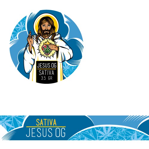 Yellow packaging with the title 'Jesus Og - Packaging'