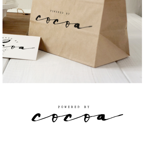 Black logo with the title 'Logo design for vegan & indulgent chocolate brand'
