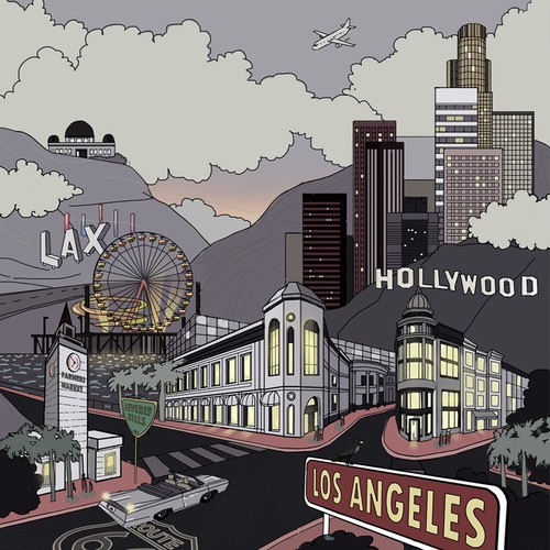 City illustration with the title 'Los-Angeles theme illustration'