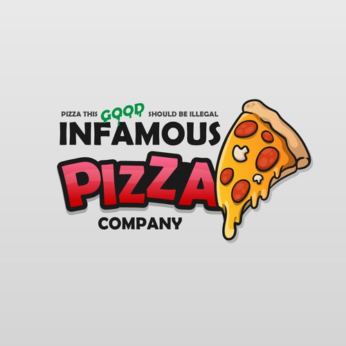 Pizza logo with the title 'Hand-drawn cartoon logo'