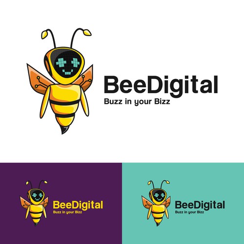 Robotics logo with the title 'digital bee logo in robotic style'