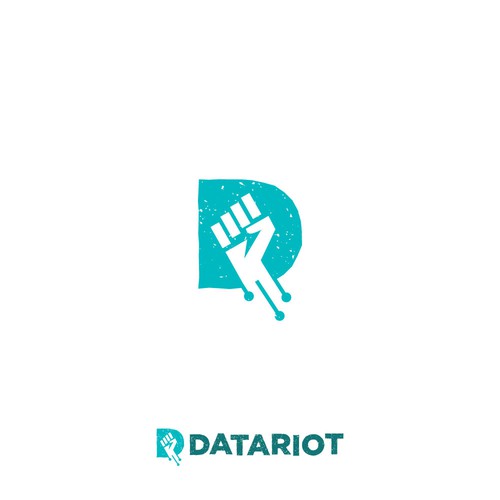 Database design with the title 'Negative space logo for Data Riot'