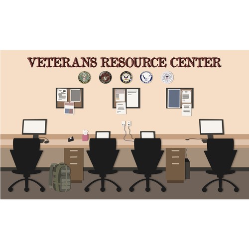 Office illustration with the title 'Office Flat Illustration'