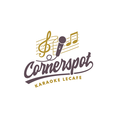 Microphone logo with the title 'Playful logo for karaoke caffe'