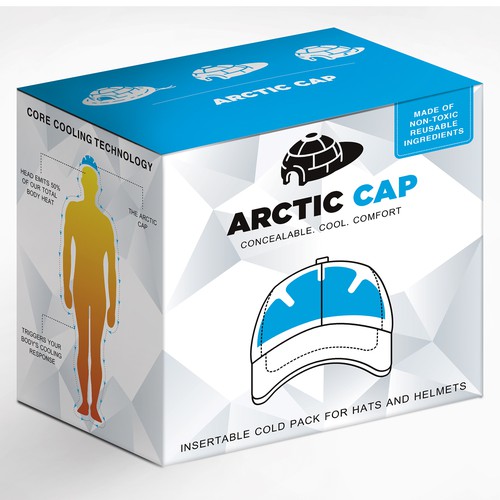 Cap design with the title 'Modern Packaging Design for Arctic Cap'