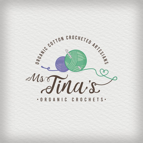 Crochet logo with the title 'Ms. Tina's Organic Crochets'