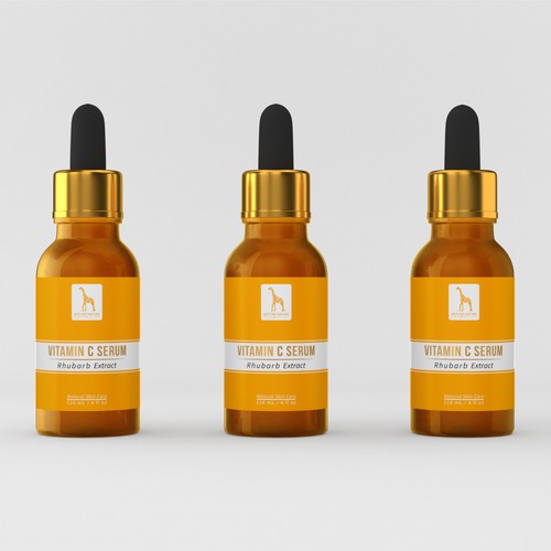 Yellow packaging with the title 'Dropper bottles label design'