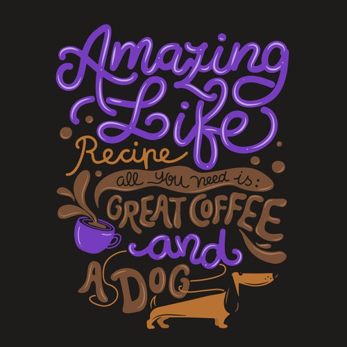 Coffee t-shirt with the title 'Amazing Life'