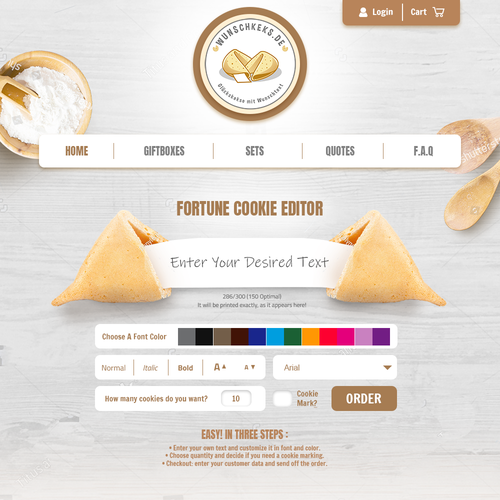 Pastry design with the title 'Custom Cookie Website'