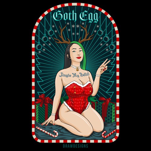 Reindeer design with the title 'Goth Egg T-shirt Design'