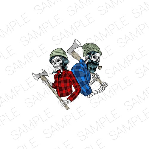 Quick design with the title 'Lumberjack couple illustration'
