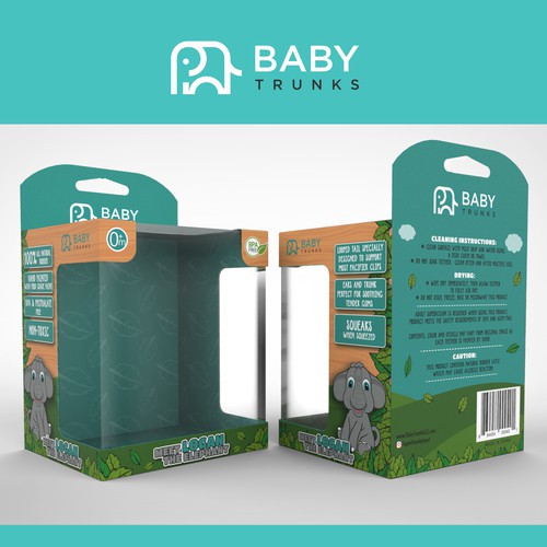 Box design with the title 'Baby Trunks - Teething Toy for Baby'