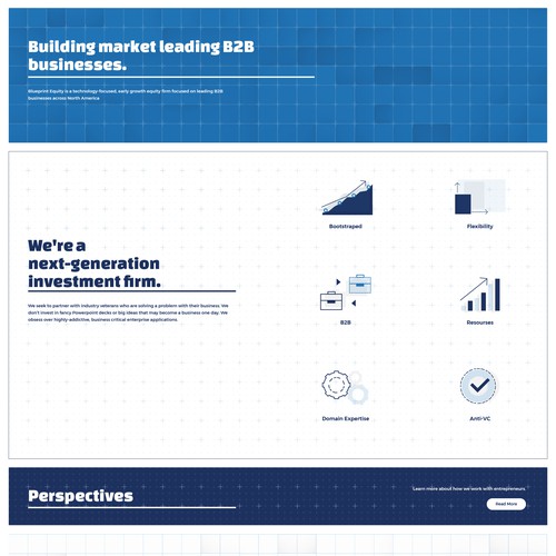 Blueprint design with the title 'Illustrations and styling for home page'