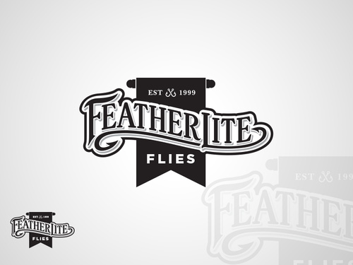 Fishing logo with the title 'Logo for FeatherLite Flies'