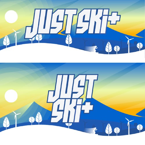 Banner artwork with the title 'Just Ski+ Thumbnail Design'