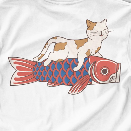 Japanese t-shirt with the title 'Catnobori design'