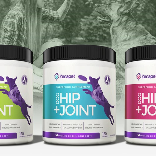 Dog label with the title 'Label Design for All Natural Holistic Pet Wellness Product'