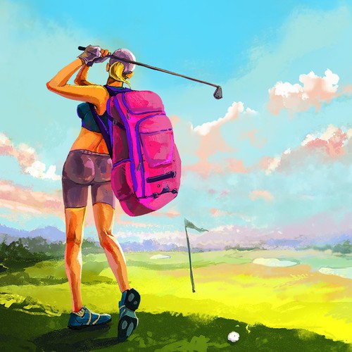 Girl artwork with the title 'Girl With Backpack'